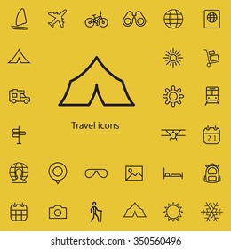 travel outline, thin, flat, digital icon set for web and mobile