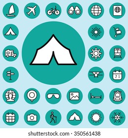 travel outline, thin, flat, digital icon set for web and mobile