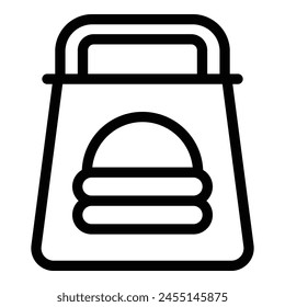 Icono de viaje con Vector de contorno. Bolsa de comida. Chip de paquete
