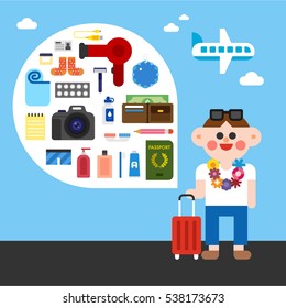 travel pack object vector illustration flat design