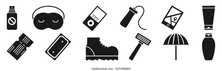 Travel packaging icon design template vector illustration set
