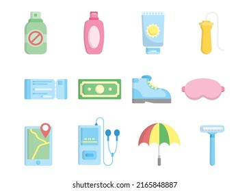 Travel packaging icon set design template vector illustration
