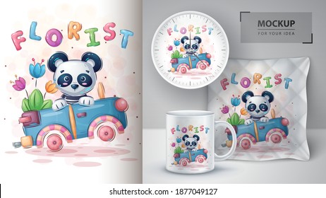 Travel panda - poster and merchandising. Vector eps 10