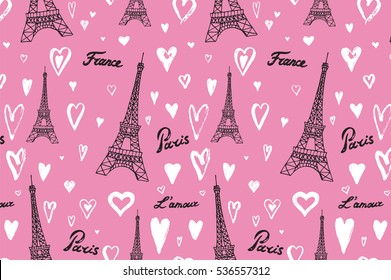 Travel Paris Eiffel Tower vector line pattern