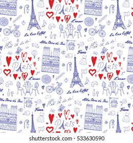 Travel Paris vector line pattern