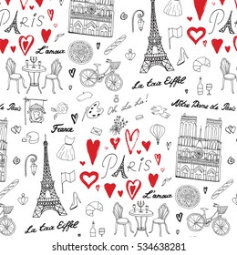 Travel Paris Vector Line Pattern