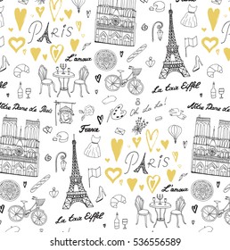 Travel Paris vector line pattern