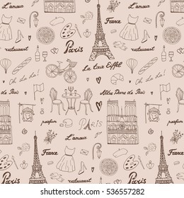 Travel Paris vector line pattern