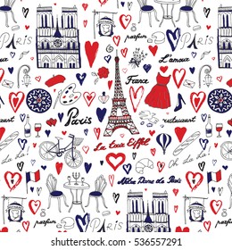 Travel Paris vector line pattern