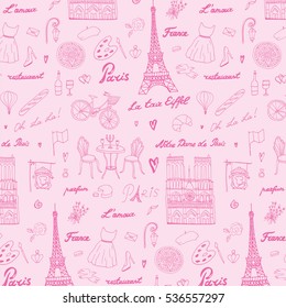 Travel Paris vector line pattern