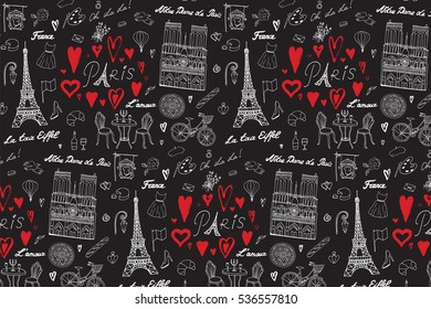 Travel Paris vector line pattern