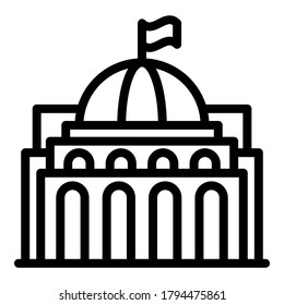 Travel parliament icon. Outline travel parliament vector icon for web design isolated on white background