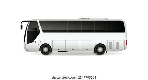 Travel Passenger Bus for advertising and your design. Realistic coach mockup Side view. Realistic Travel Passenger Bus Mockup for Advertising Design, Side View of Coach