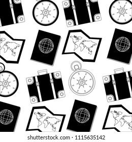 travel passport compass and map background
