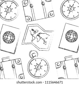 travel passport compass and map background