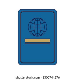 Travel passport document blue lines