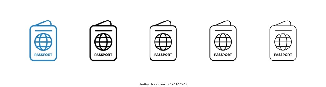 Travel passport icon set. Passport document vector symbol. National identity sign.