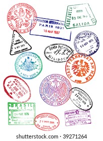 Travel Passport Stamps (Vector)