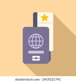 Travel passport and ticket icon flat vector. Service vacation. Air seat