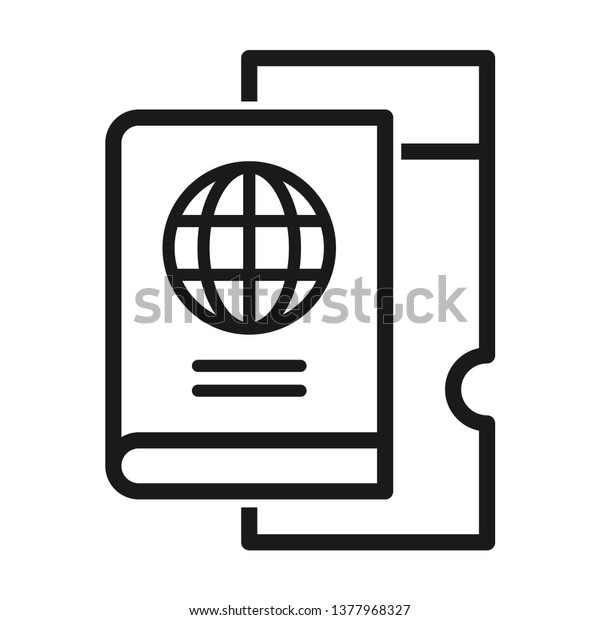 Travel Passport Ticket Icon Stroke Outline Stock Vector Royalty Free 1377968327 Shutterstock