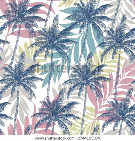 travel, pattern, tree, colourful, hawaii, coconut, wallpaper, vintage, surfboard, background, drawing, design, fabric, graphic, art, illustration, jungle, print, beautiful, textile, texture, palm, vacation, vector, seamless pattern