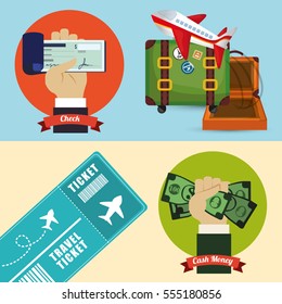 travel payment check cash ticket banner vector illustration eps 10