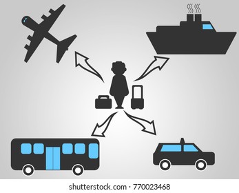 Travel People Icon  Transportation, on background illustration
