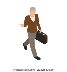 Travel people isometric icons composition with isolated faceless human character with luggage vector illustration