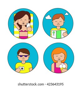 travel people vector icon set