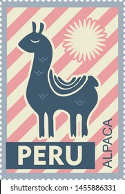 travel to peru poster design, postage stamp, sticker, banner.