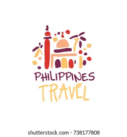 Travel To Philippines Logo With Manila Cathedral