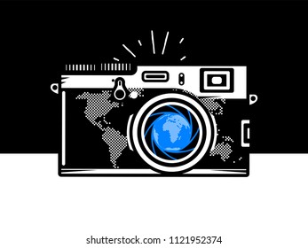 Travel photography camera with globe