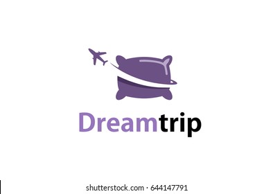 Travel Pillow Up Airplane Creative Air Logo Design Illustration