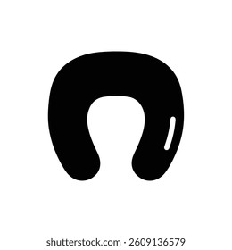 Travel Pillow Black Filled Icon in U-Shape for Neck Support