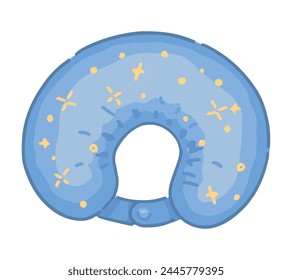 Travel pillow doodle. Clipart of accessory for long journey. Cartoon vector illustration isolated on white.