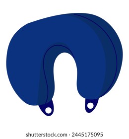 A travel pillow. Travel pillow for sleeping (neck). Modern vector flat vector blue cushion for convenience. An illustration of an element for a comfortable sleep on a trip