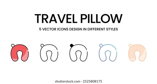 Conjunto de iconos de vector de almohada de viaje ilustración de stock