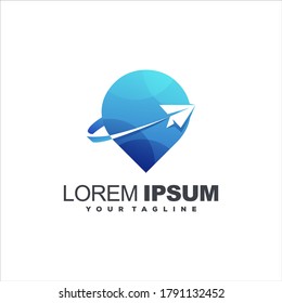 travel pin gradient logo design