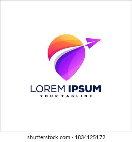 travel pin gradient logo design