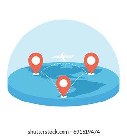 Travel pin location on a global map