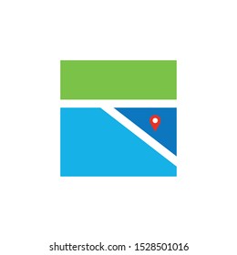 travel pin or map icon, vector, place symbol.