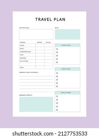 Travel Plan Planner Template Vector Stock Vector (Royalty Free) 2127753533