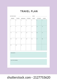 Travel Plan Planner Template Vector.