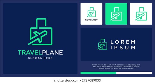 Plantilla de diseño de logotipo de avión de viaje.