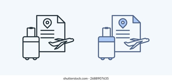 Coleção de Ícones de Vários Estilos de Plano de Viagem
