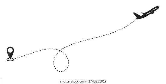 Travel plane path icon or dashed line vector for Airplane path.