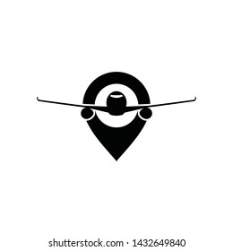 travel plane with pin logo design vector