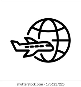 Travel plane vector icon on white background