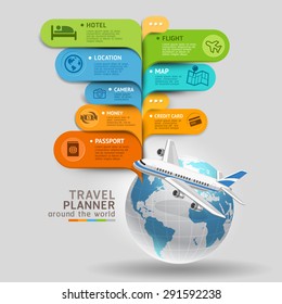 Travel Planner Around The World. Vector Illustration.