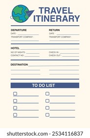Travel planner with a complete schedule of activities